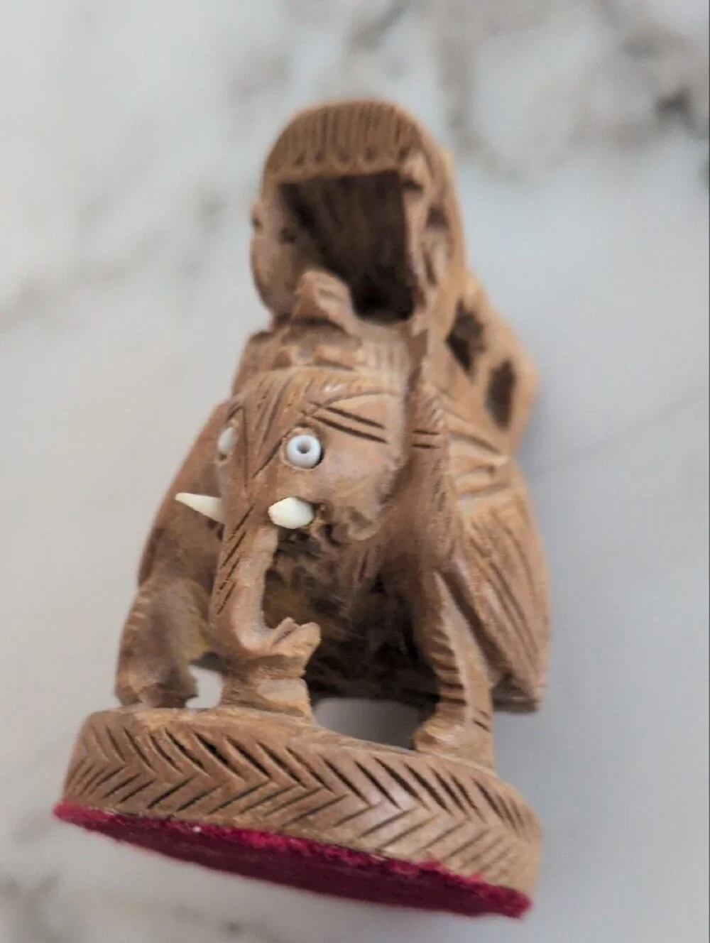 Hand-Carved Wooden Elephant Accent - Brown